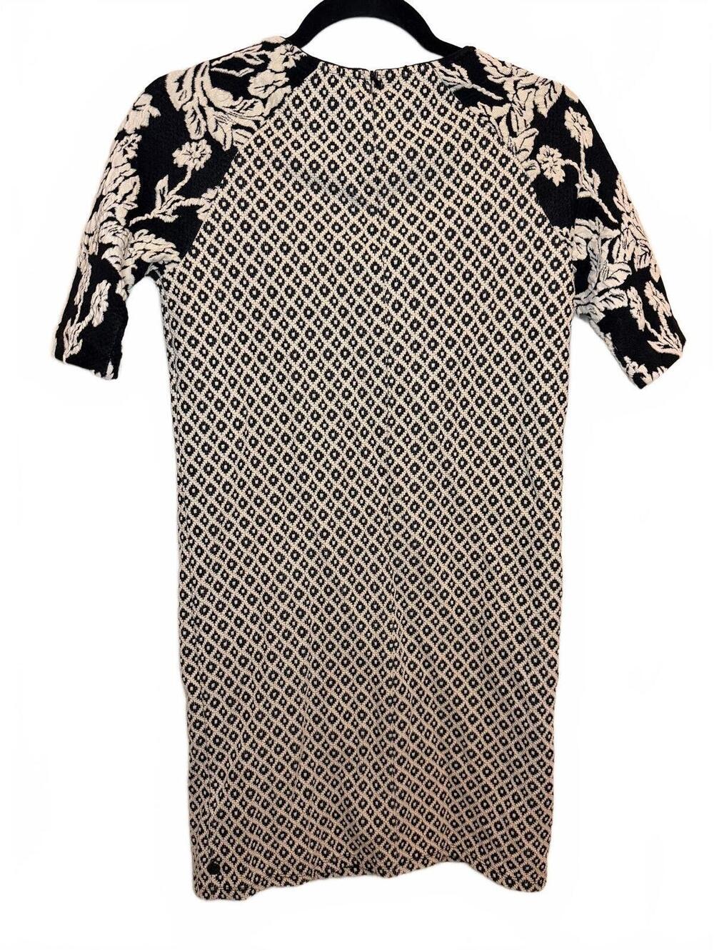 Maison Scotch Black and Cream Romantic Floral Patterned Mid Sleeve Dress Small - Picture 2 of 8